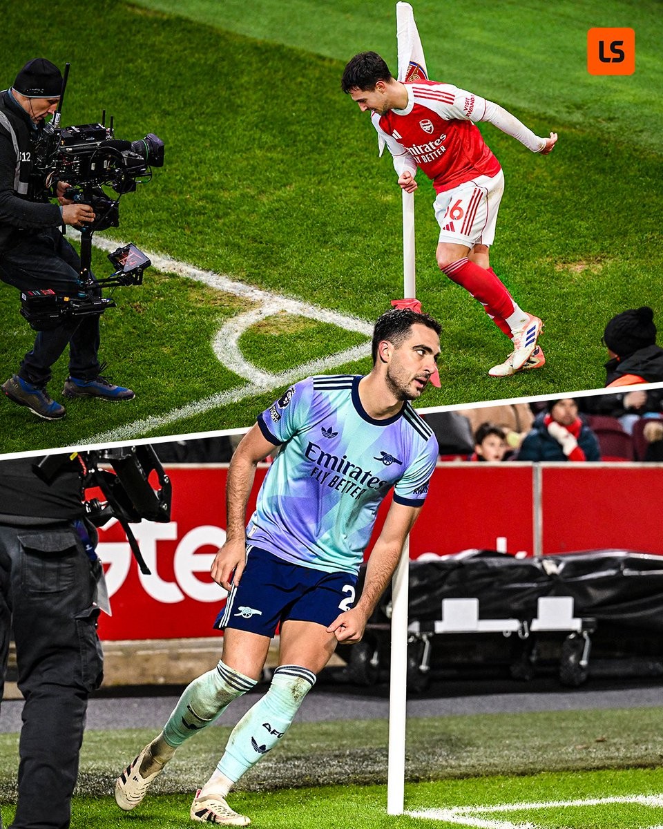 致敬队友，苏比门迪进球后模仿梅里诺绕角旗杆庆祝动作