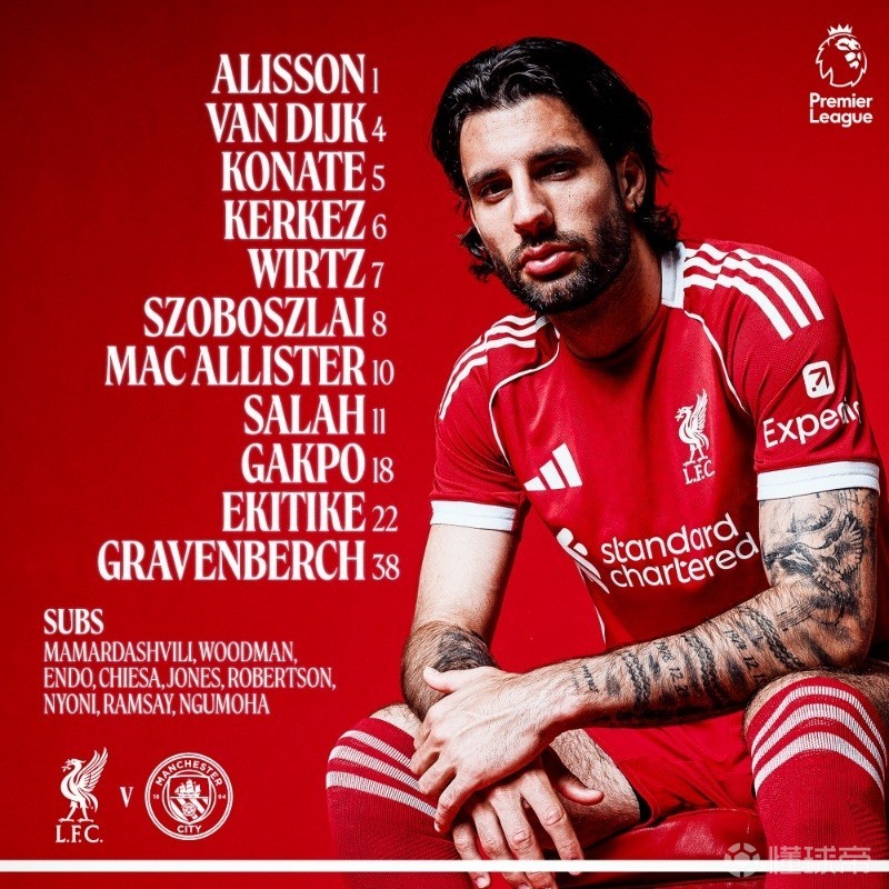 不变阵，利物浦自10月来首次连续两场英超比赛采用相同的首发