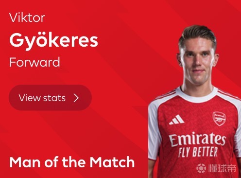 替补双响，哲凯赖什当选阿森纳vs桑德兰全场最佳球员