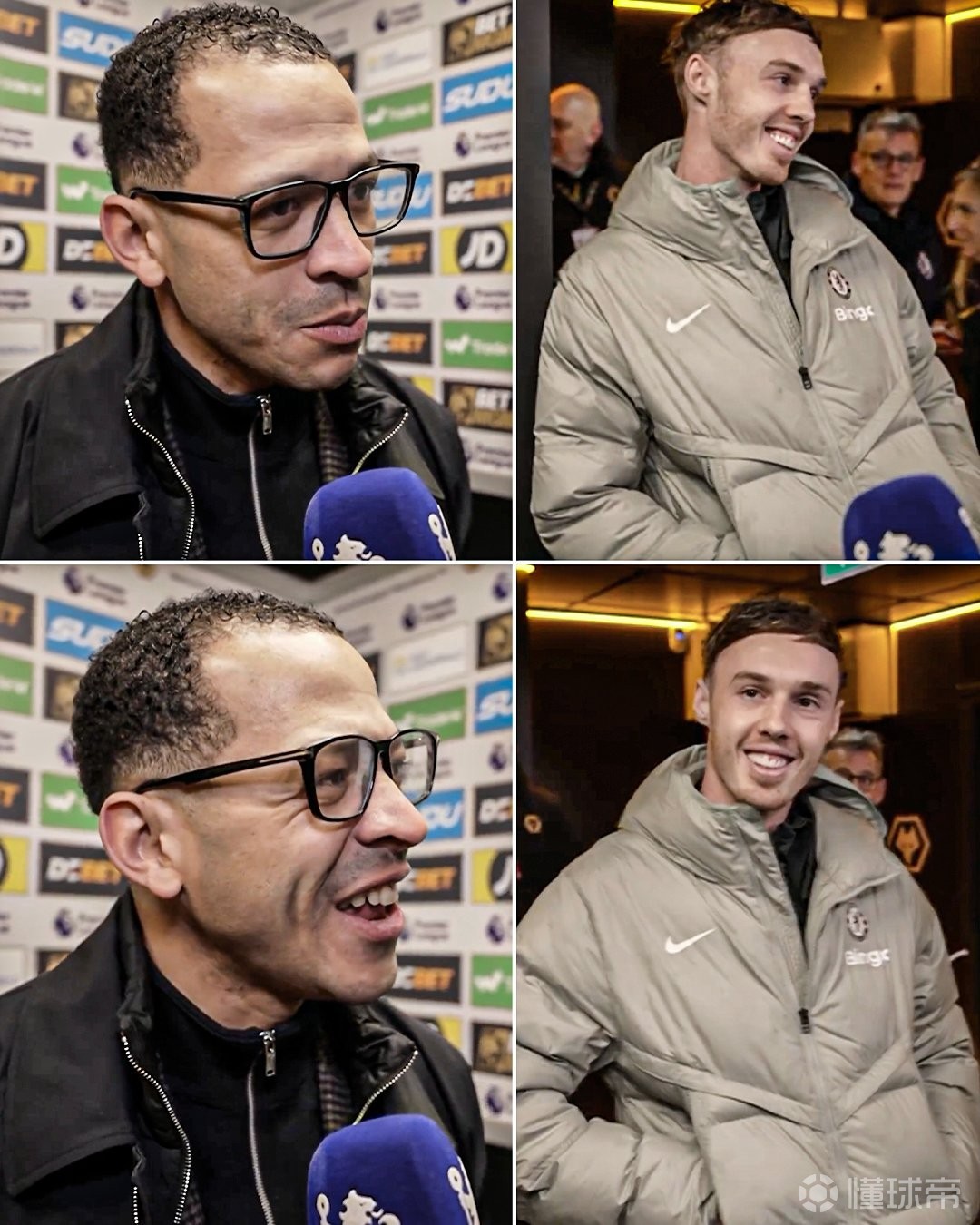 罗塞尼尔赛后接受采访的时候，帕尔默插着兜站在一旁笑着看他