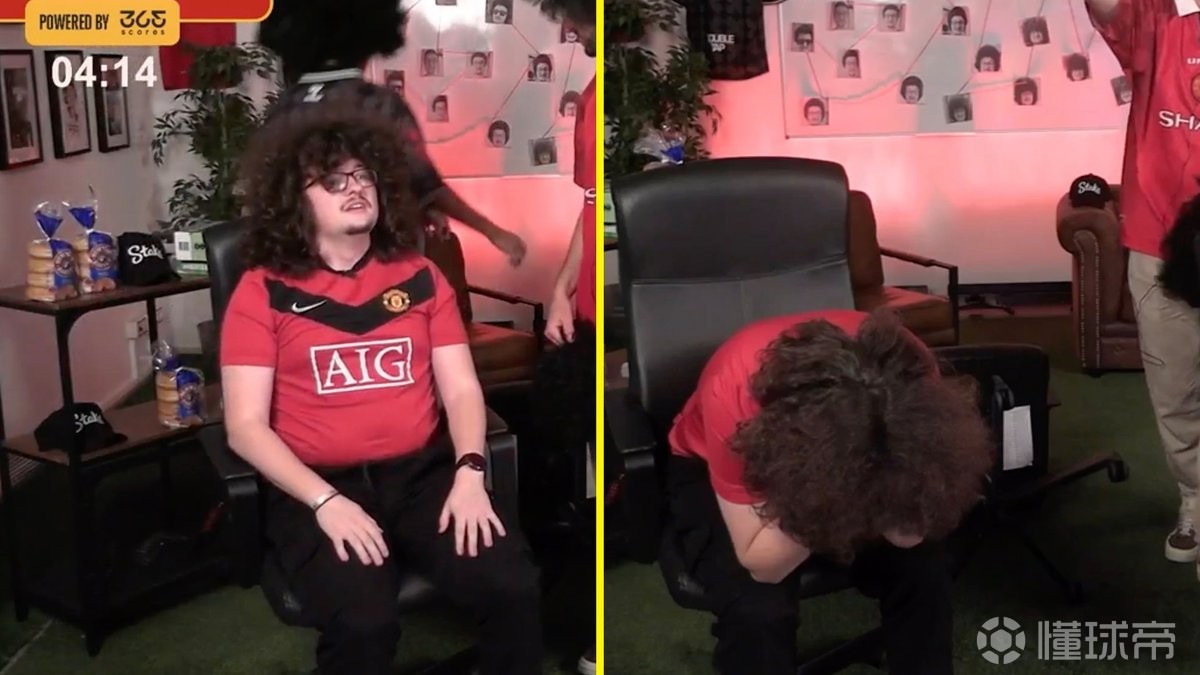 未能成功理发，曼联球迷“蓄发哥”面对直播无奈抱头