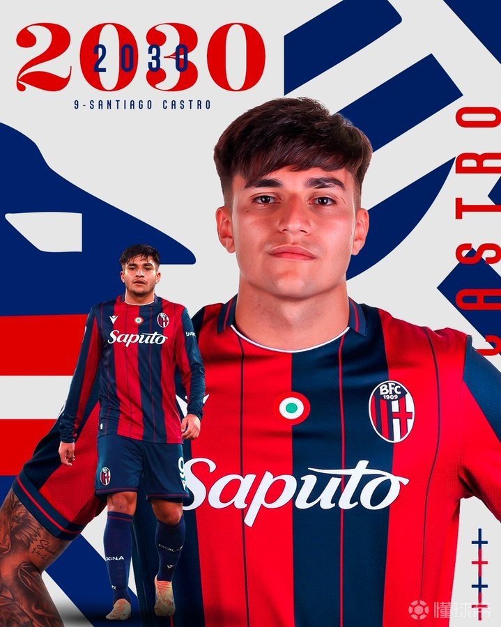 官方：博洛尼亚与前锋圣地亚哥-卡斯特罗续约至2030年