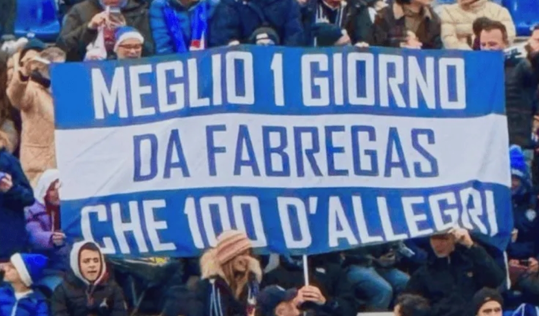 预热战米兰！科莫球迷横幅：法布雷加斯一天胜阿莱格里百天