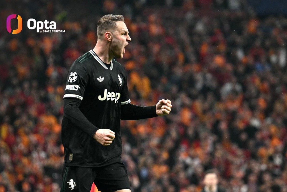 创纪录，库普成欧冠91年改制后尤文首位淘汰赛双响的中场球员