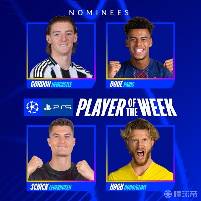 欧冠附加赛首回合最佳候选：戈登、杜埃、希克、卡斯帕-霍