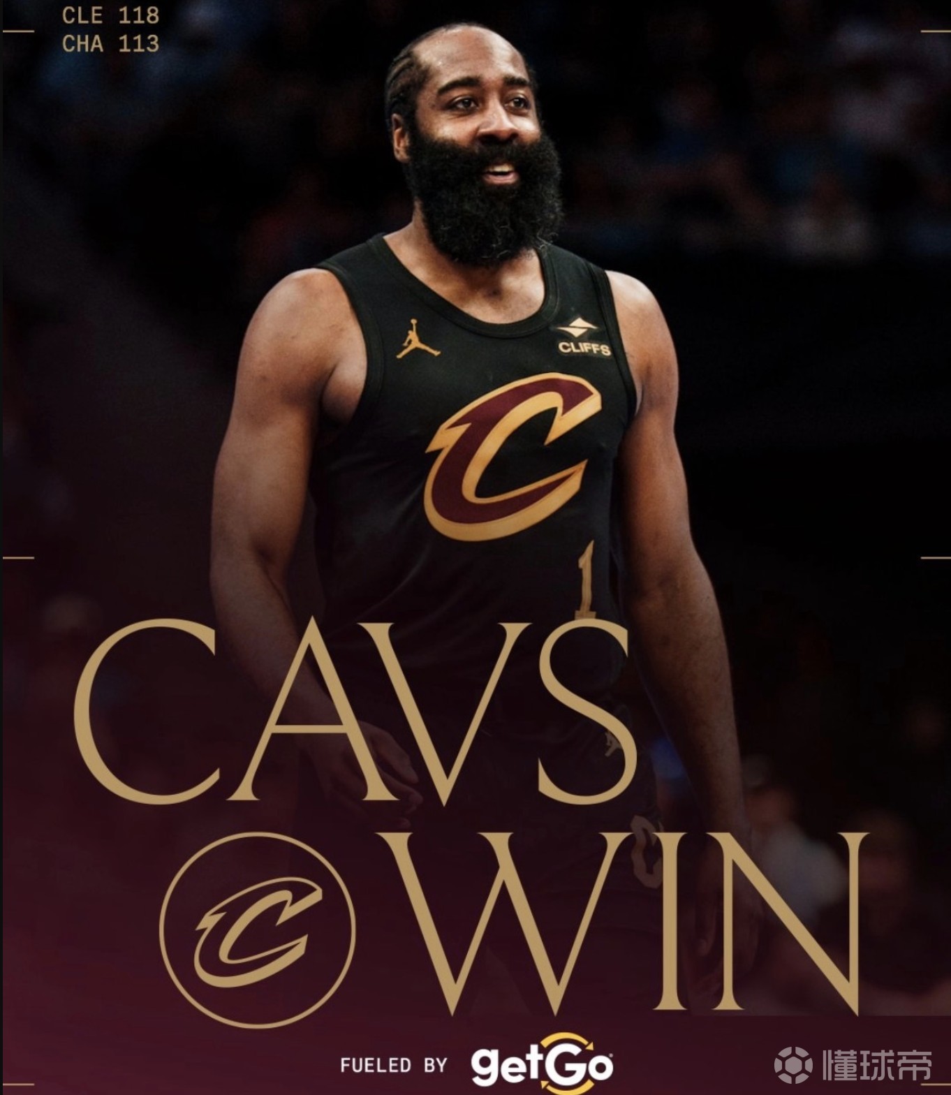 哈登加盟后已取得5连胜，骑士客场击败黄蜂拿下7连胜