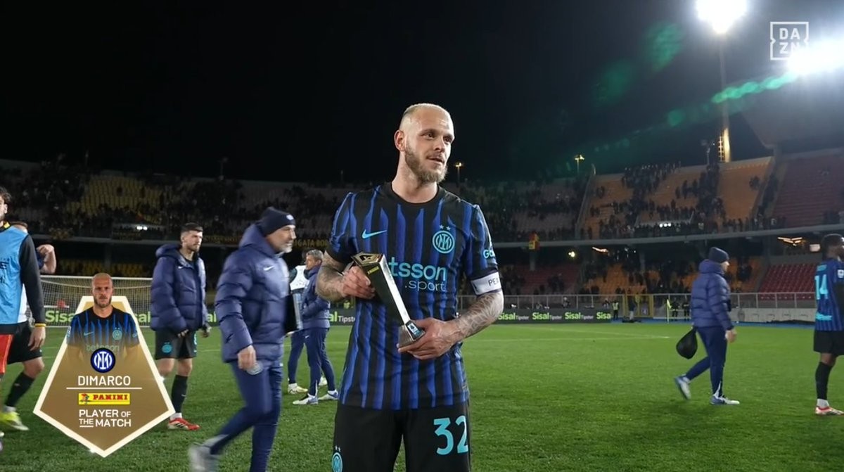 助攻+造5次机会，迪马尔科当选国米客胜莱切全场最佳球员