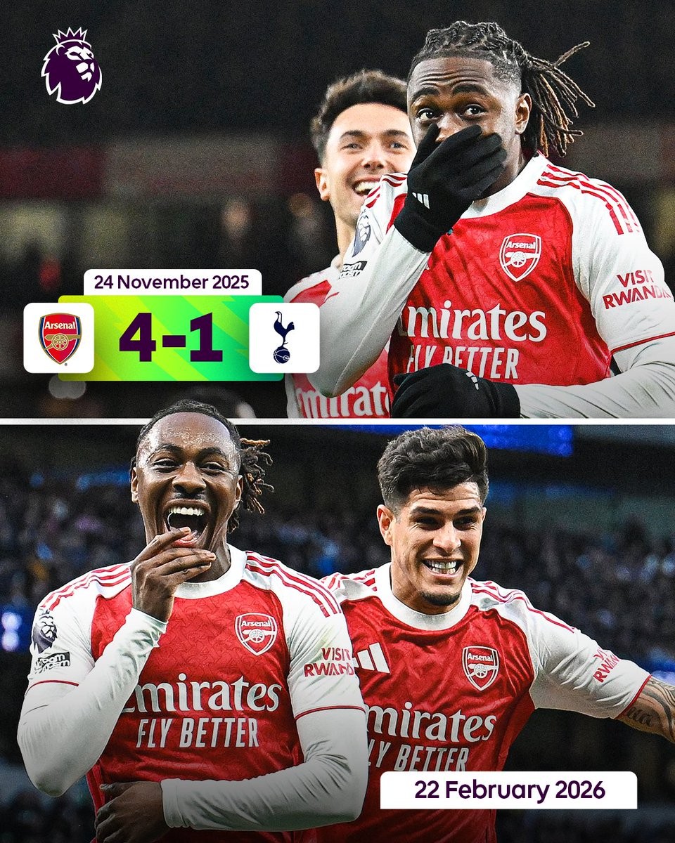 单赛季联赛北伦敦德比进球4+，埃泽成历史第二人