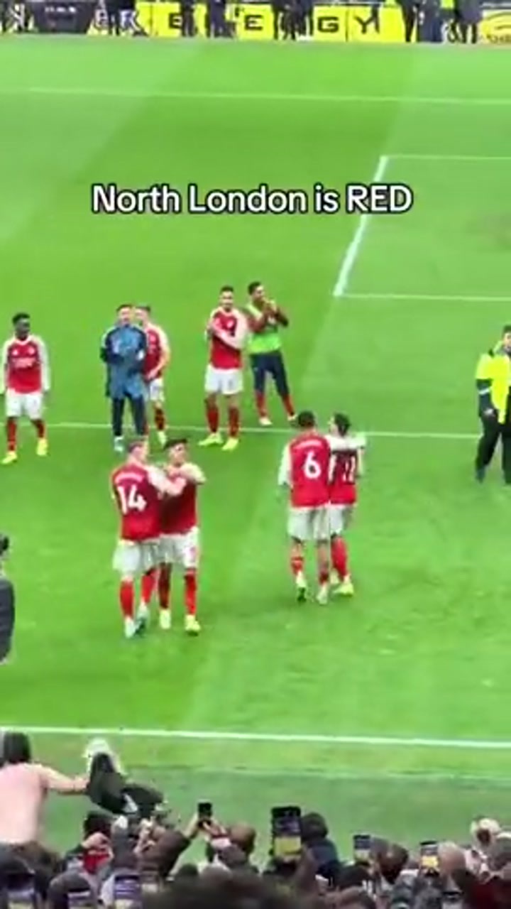 赛后马丁内利把一条阿森纳围巾挂在蜘蛛摄像机上