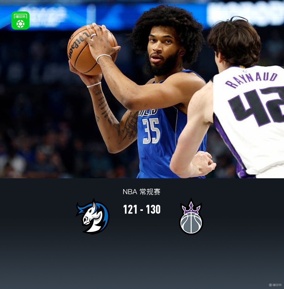 国王130-121击退独行侠，阿丘瓦29+12，马绍尔空砍36分