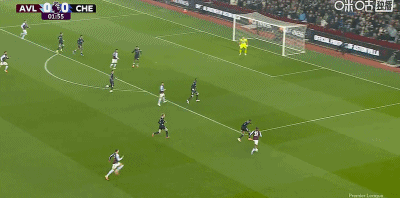 第2分钟，贝利助攻，道格拉斯-路易斯门前巧射破门，维拉1-0切尔西