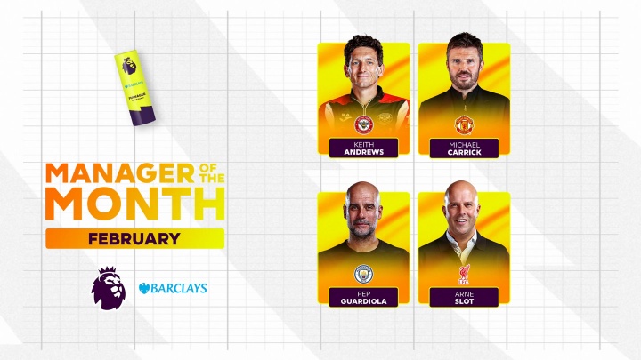英超2月最佳主帅候选：卡里克、瓜迪奥拉、斯洛特在列