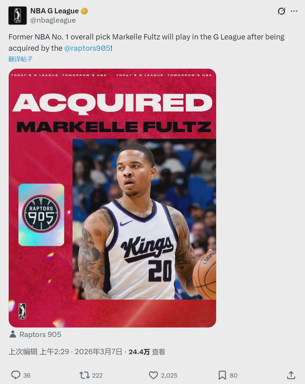 官宣！富尔茨正式签约！欢迎回来，NBA状元秀