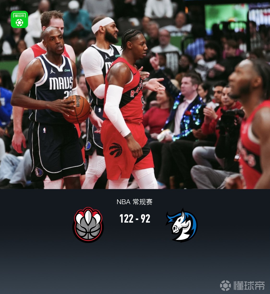 猛龙122-92送独行侠7连败，巴雷特31+6，弗拉格17+8+6