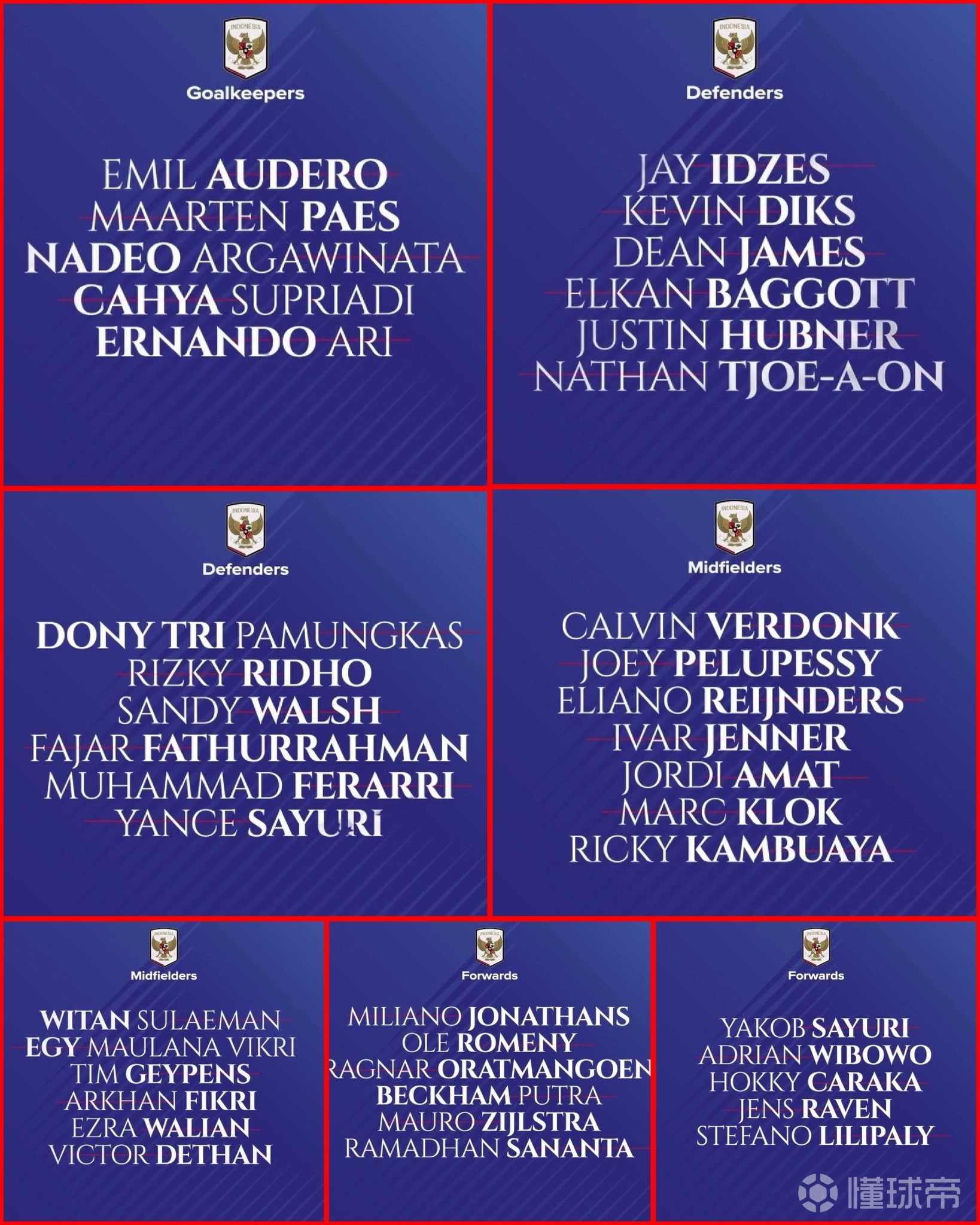 印尼3月大名单：归化球员奥代罗、伊泽斯领衔，迪克斯入选