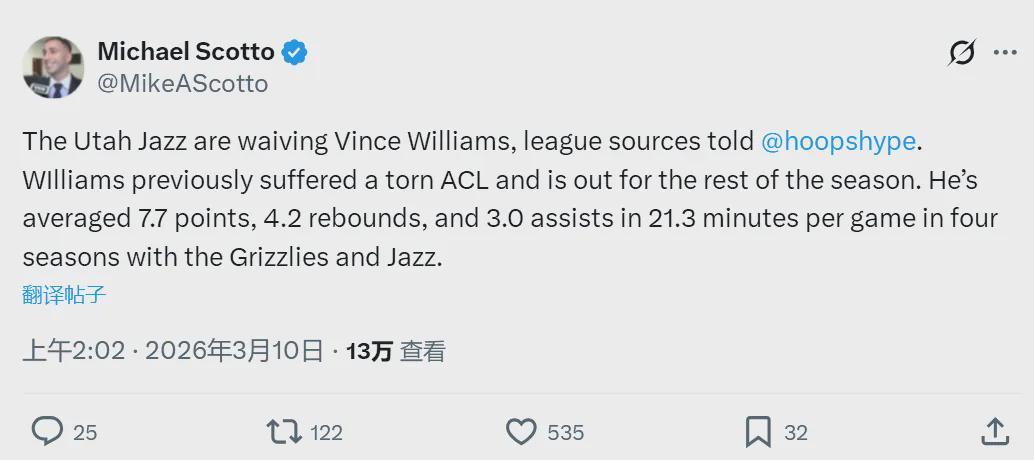 韧带撕裂！正式裁掉！NBA生涯被毁掉了