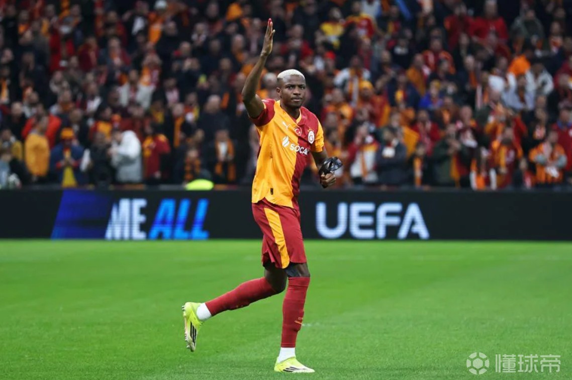 大腿级表现，奥斯梅恩本赛季代表加拉塔萨雷9场欧冠造10球