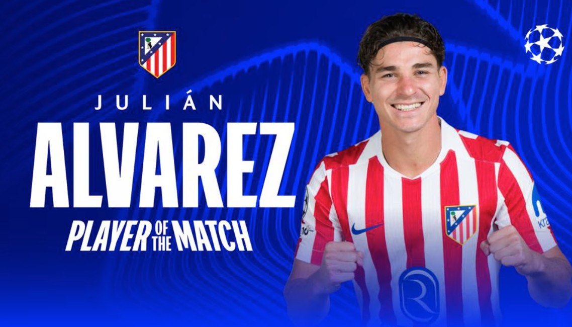 73分钟贡献2射1传，小蜘蛛当选马竞5-2热刺全场最佳球员