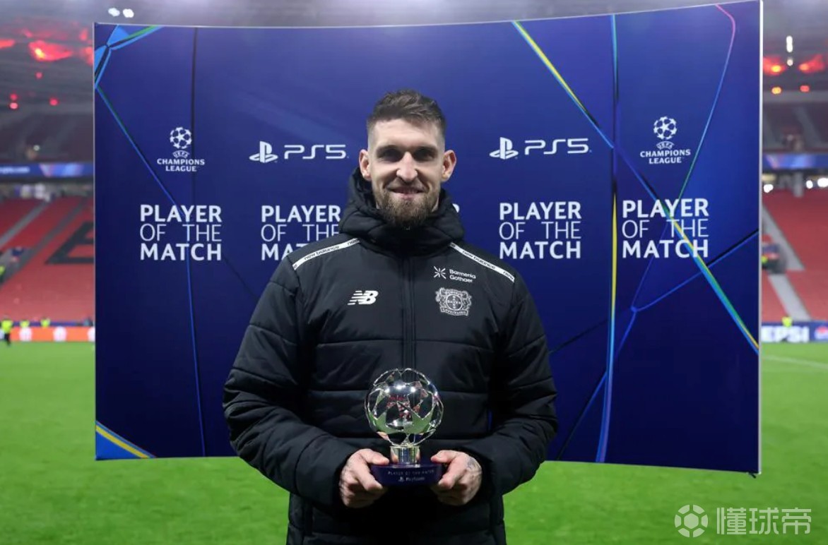 对阵阿森纳角球破门，勒沃库森队长安德里希当选全场最佳