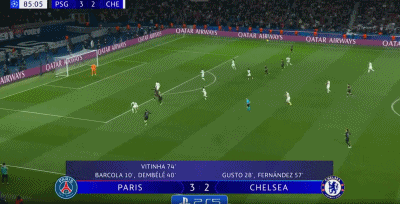 第86分钟，克瓦拉茨赫利亚远射破门，巴黎4-2切尔西！