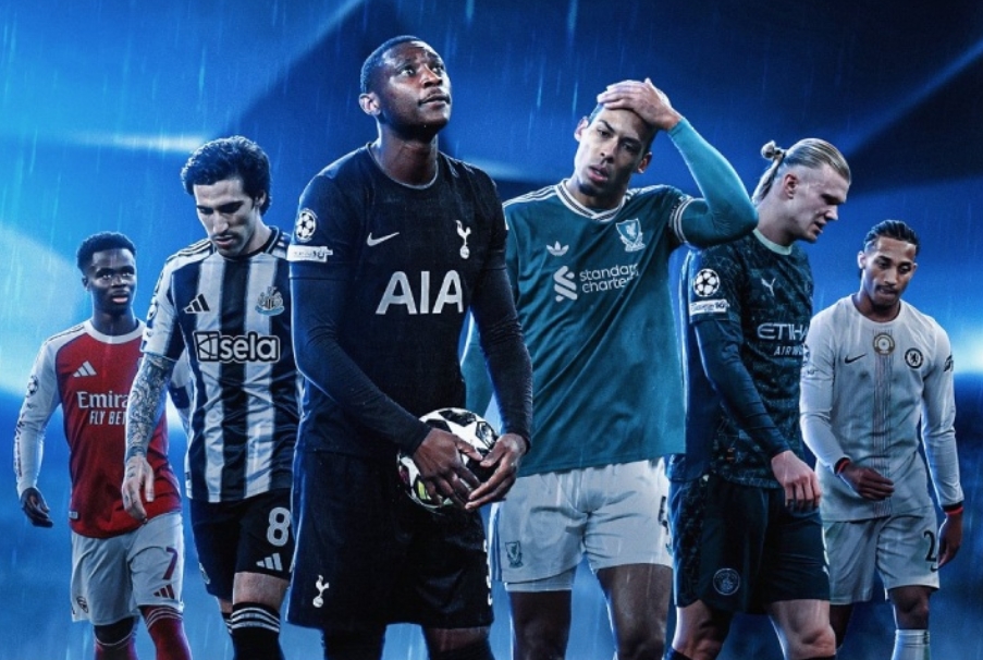 欧战积分：英超队欧冠2平4负仍居首 西甲德甲二三位