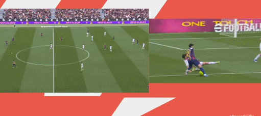 第21分钟，坎塞洛造手球，拉菲尼亚点球双响，巴萨2-0领先塞维利亚！