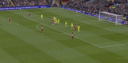 利物浦1-1热刺，索博斯洛伊任意球破门，里沙利松绝平