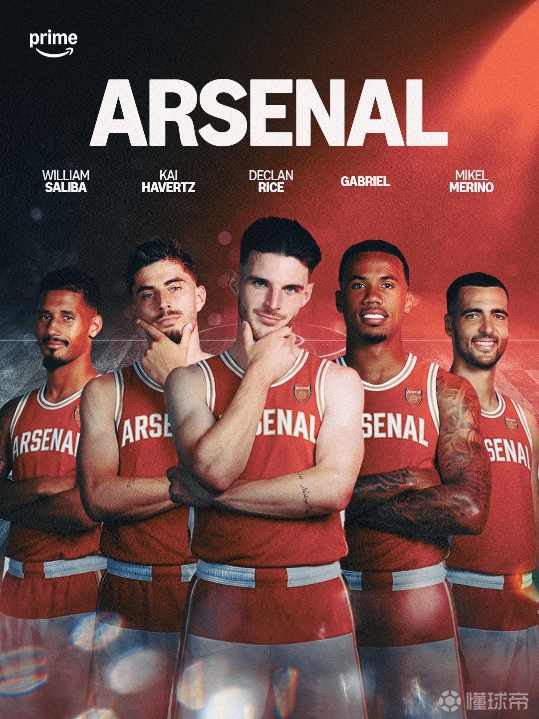 英超六个球队组成篮球队，来看看各队的先发五虎：