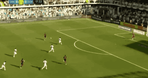 半场：桑托斯1-1科林蒂安，内马尔助攻，巴博萨破门