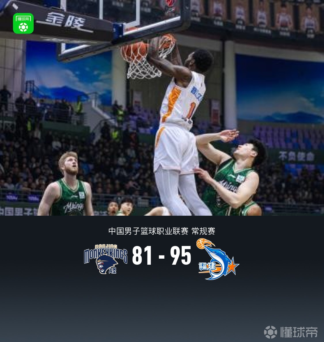 福建95-81大胜同曦，皮特森42+7+7，杨曦皓7分15板