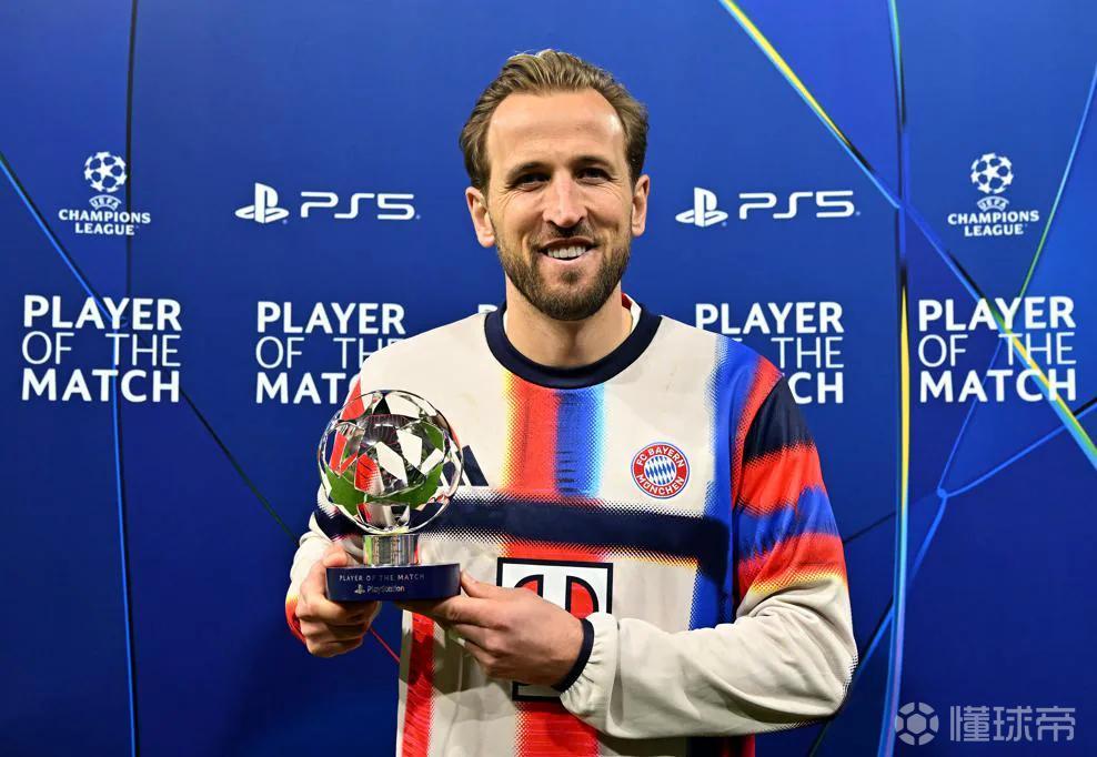 梅开二度，凯恩当选拜仁vs亚特兰大全场最佳球员