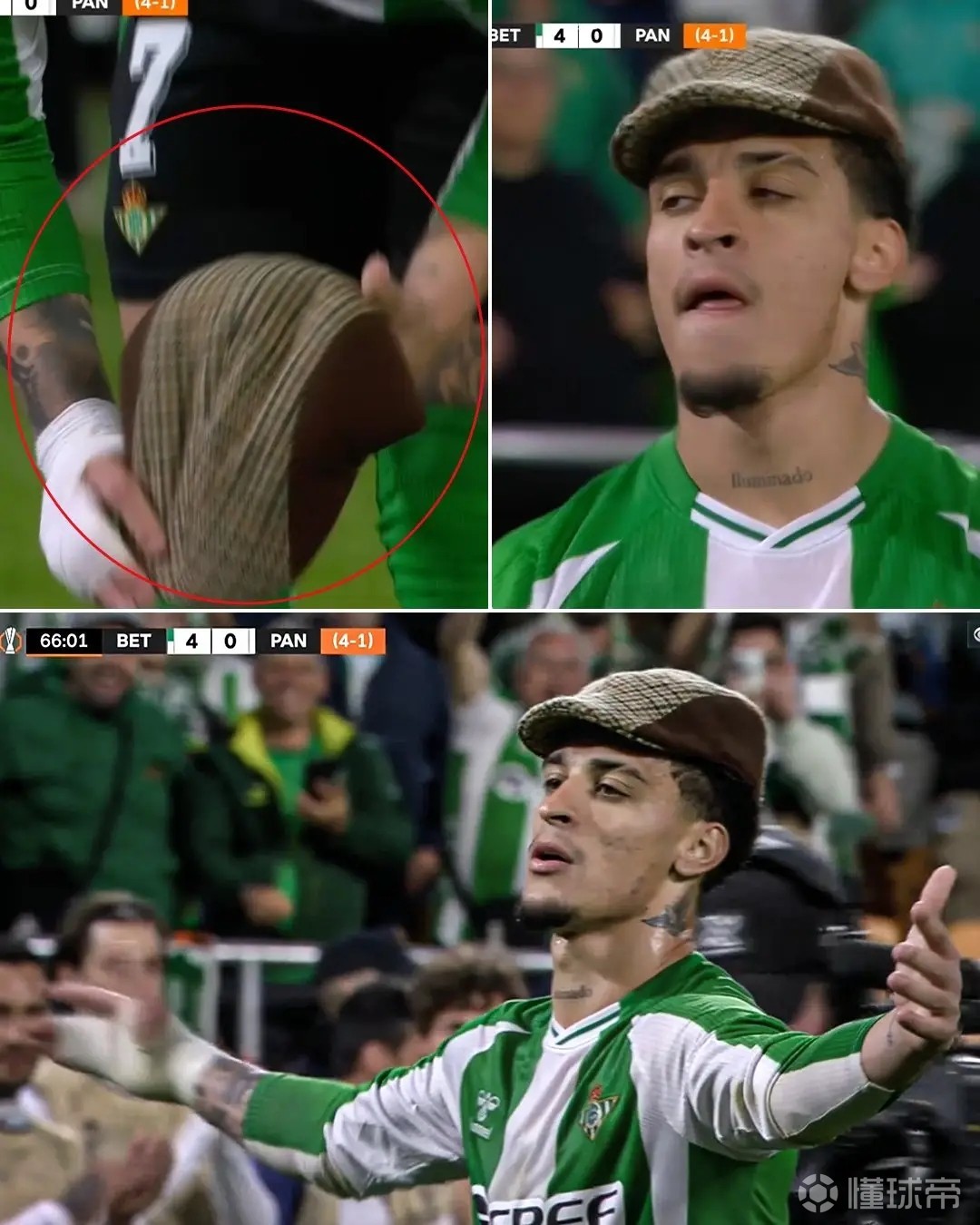 安东尼“戴帽”，为球队锦上添花后，安东尼戴上帽子进行庆祝