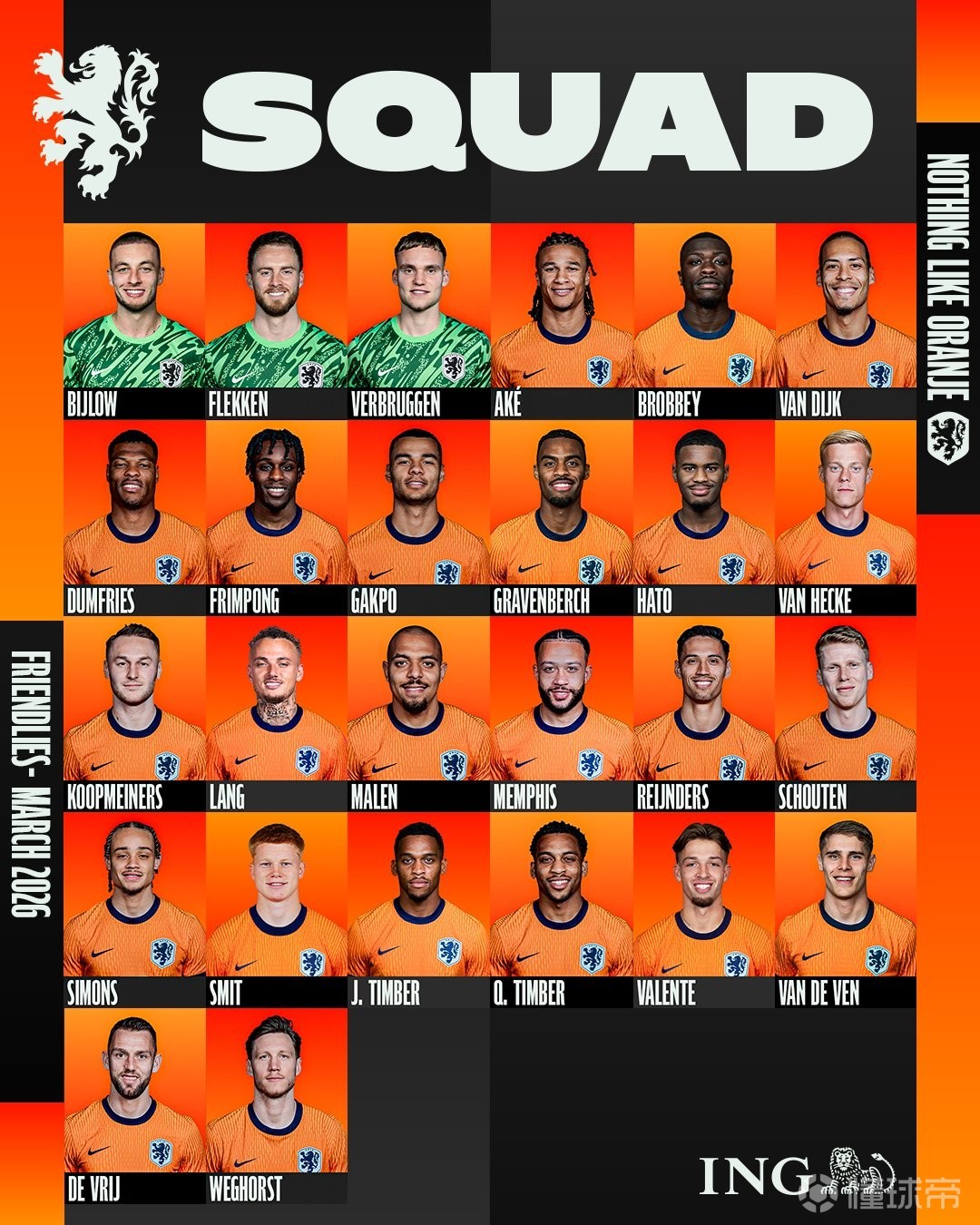 荷兰大名单：范戴克领衔，德佩、西蒙斯在列，诺阿-朗带伤入选