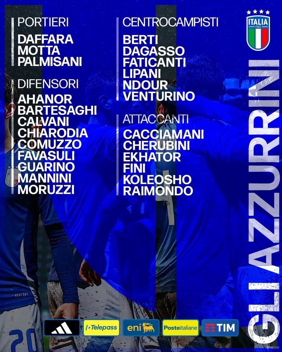 意大利U21新一期大名单：巴尔泰萨吉、科穆佐、文图里诺在列