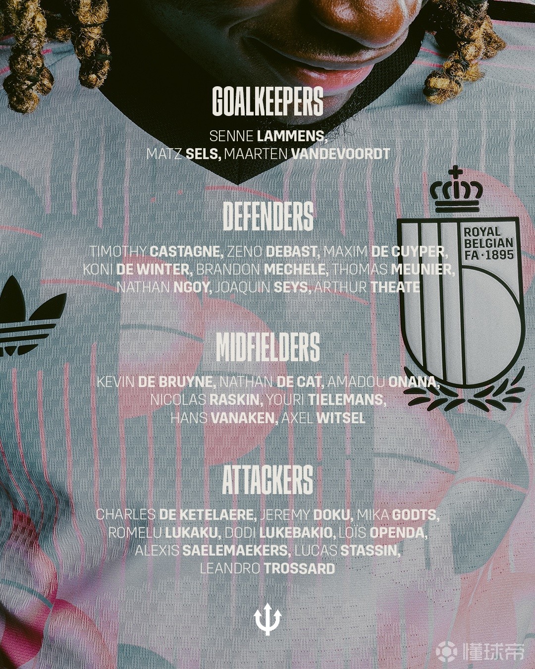 比利时大名单：德布劳内、卢卡库回归，多库、特罗萨德在列