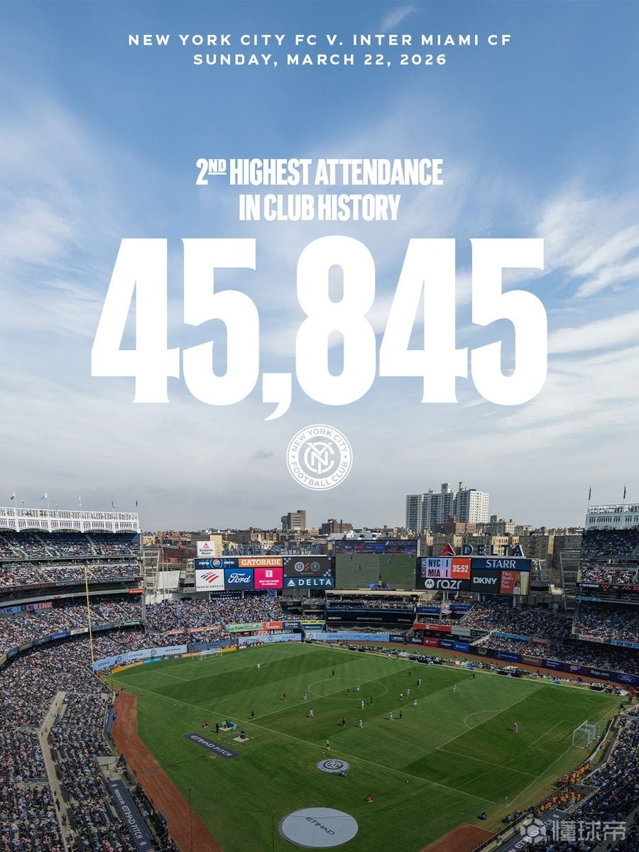梅西效应，与迈阿密国际一役上座人数为纽约城队史第二高