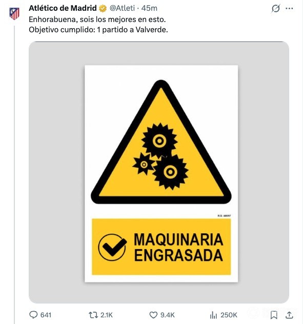 巴尔韦德被禁赛1场，马竞晒裁判报告：同样的表述不同的标准