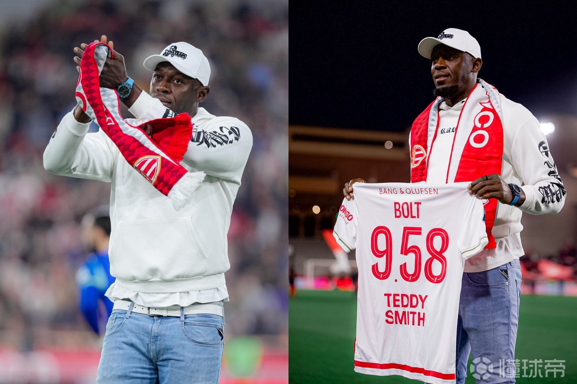 马卡：博尔特现场观战摩纳哥对阵马赛的比赛，并获赠球衣