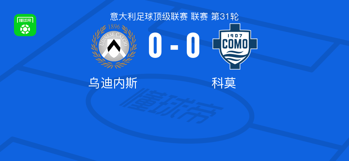 乌迪内斯0-0科莫，场面火爆，两队5人染黄