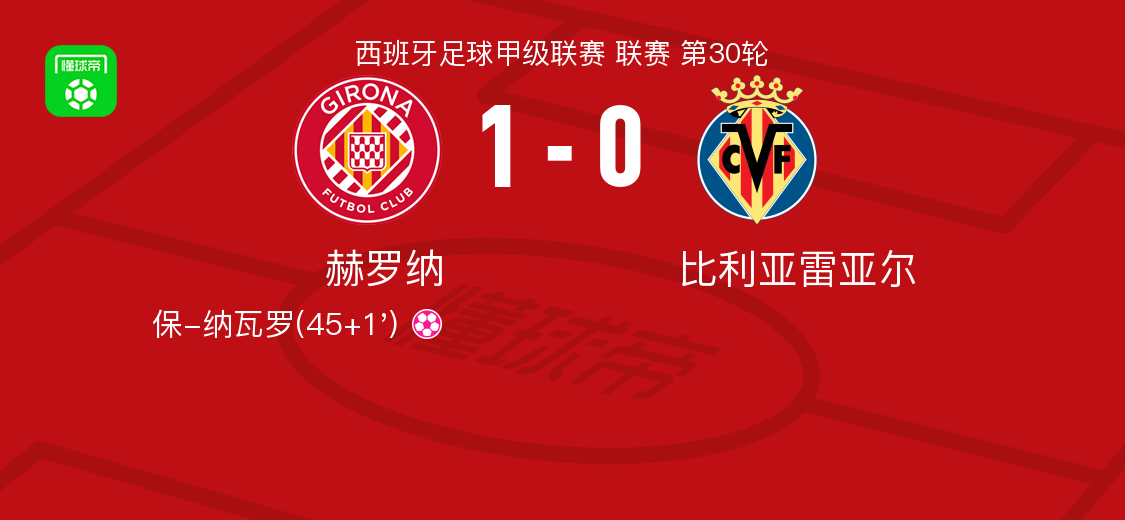 赫罗纳1-0比利亚雷亚尔