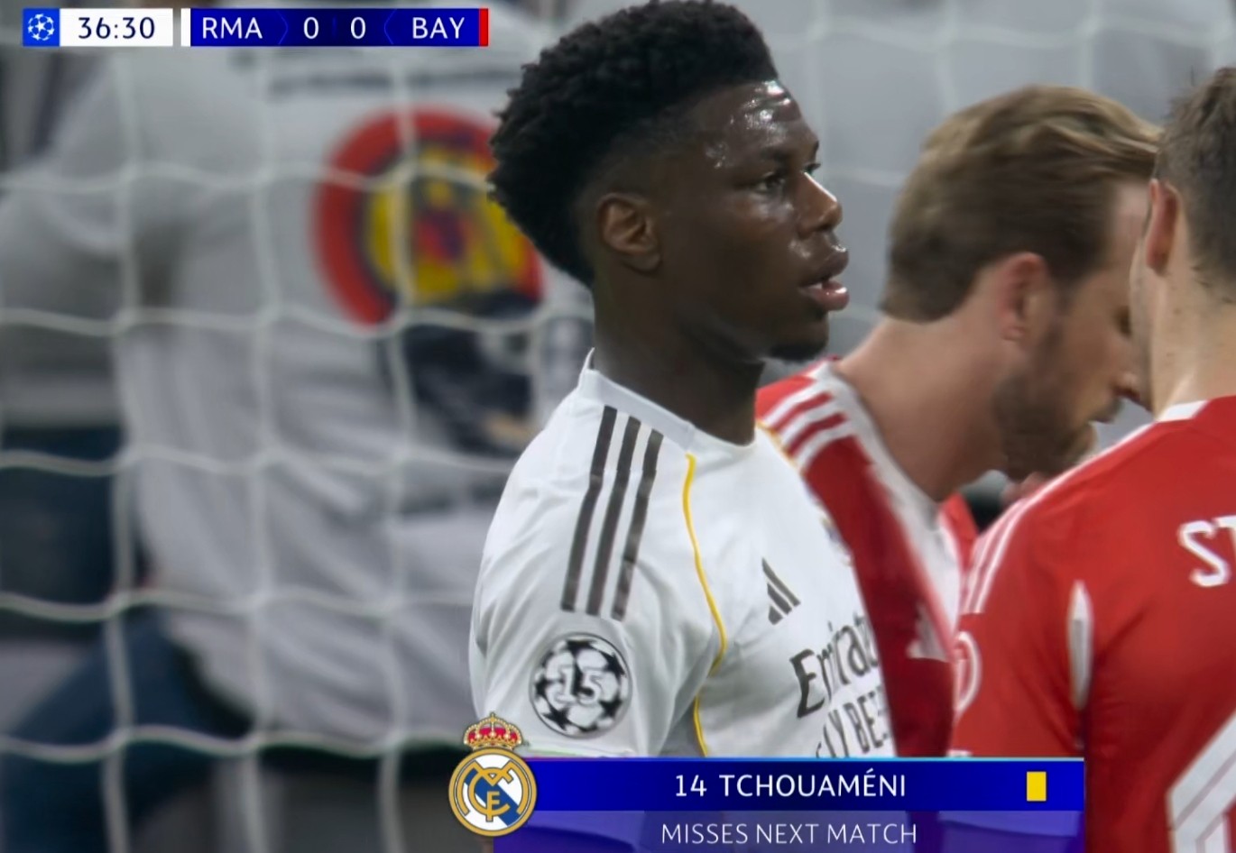 放倒奥利塞染黄，楚阿梅尼累积3黄缺席欧冠八强战次回合