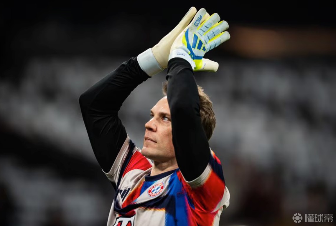 40岁11天，诺伊尔成为欧冠历史出战1/4决赛第四年长的球员