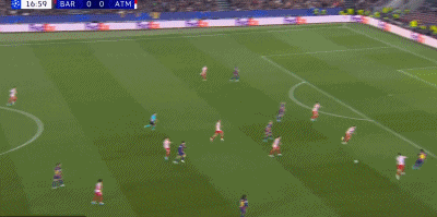 半场：巴萨0-1马竞，阿尔瓦雷斯任意球破门，库巴西直红