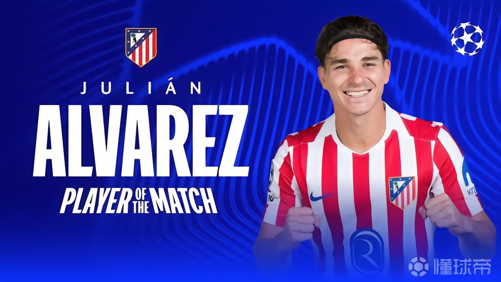 任意球破门，阿尔瓦雷斯当选巴萨vs马竞全场最佳球员