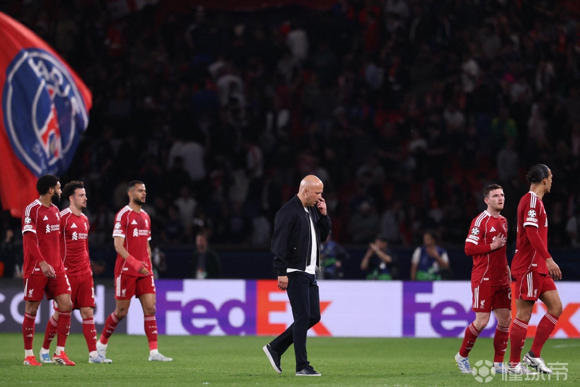 利物浦客负巴黎预期进球值仅0.17，为斯洛特治下最低