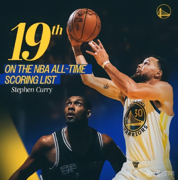 迎来里程碑，库里NBA生涯总得分超越邓肯&升至历史第19位