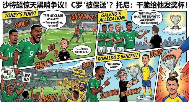 沙特超爆黑哨争议？托尼怒喷裁判：干脆把冠军直接颁给C罗！