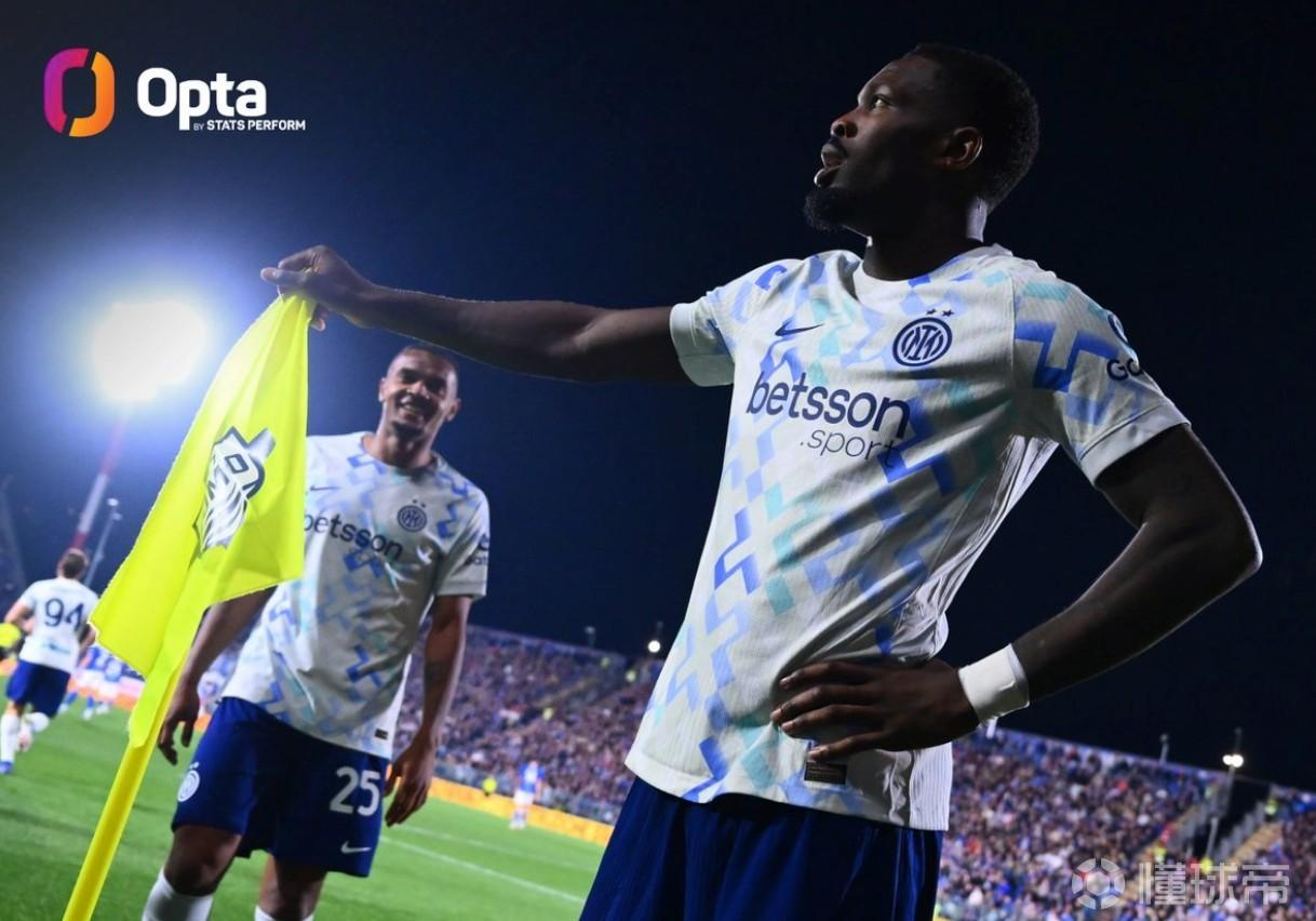 上赛季至今马库斯-图拉姆6次意甲单场进球2+，同期所有球员第1