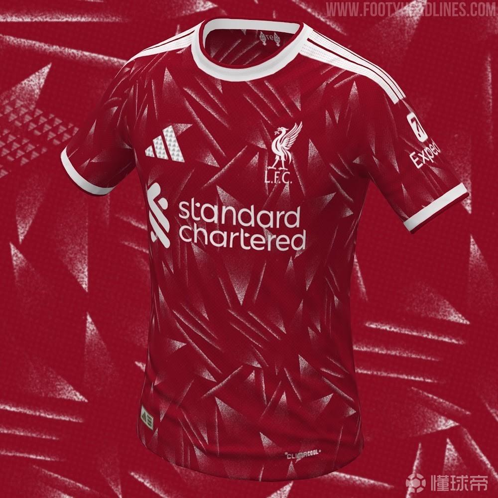 利物浦下赛季主场球衣曝光：深栗红色调，灵感来自90年代战袍