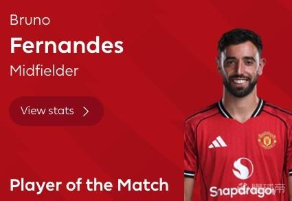 送出助攻+创造5次机会，B费当选曼联vs利兹联全场最佳球员